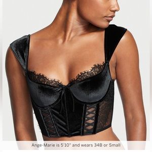 Victoria’s Secret velvet cap sleeve corset bra top
